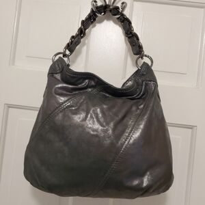 Michael Kors Colette Metallic Gray Leather Hobo, Contemporary